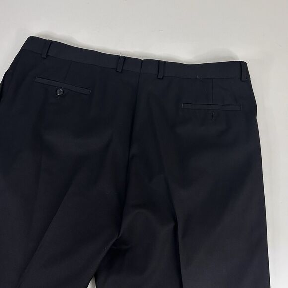 Pronto Uomo 46S Suit 44 x 26 Pleated 100% Wool All Black Two Button Fully Lined - Picture 11 of 12